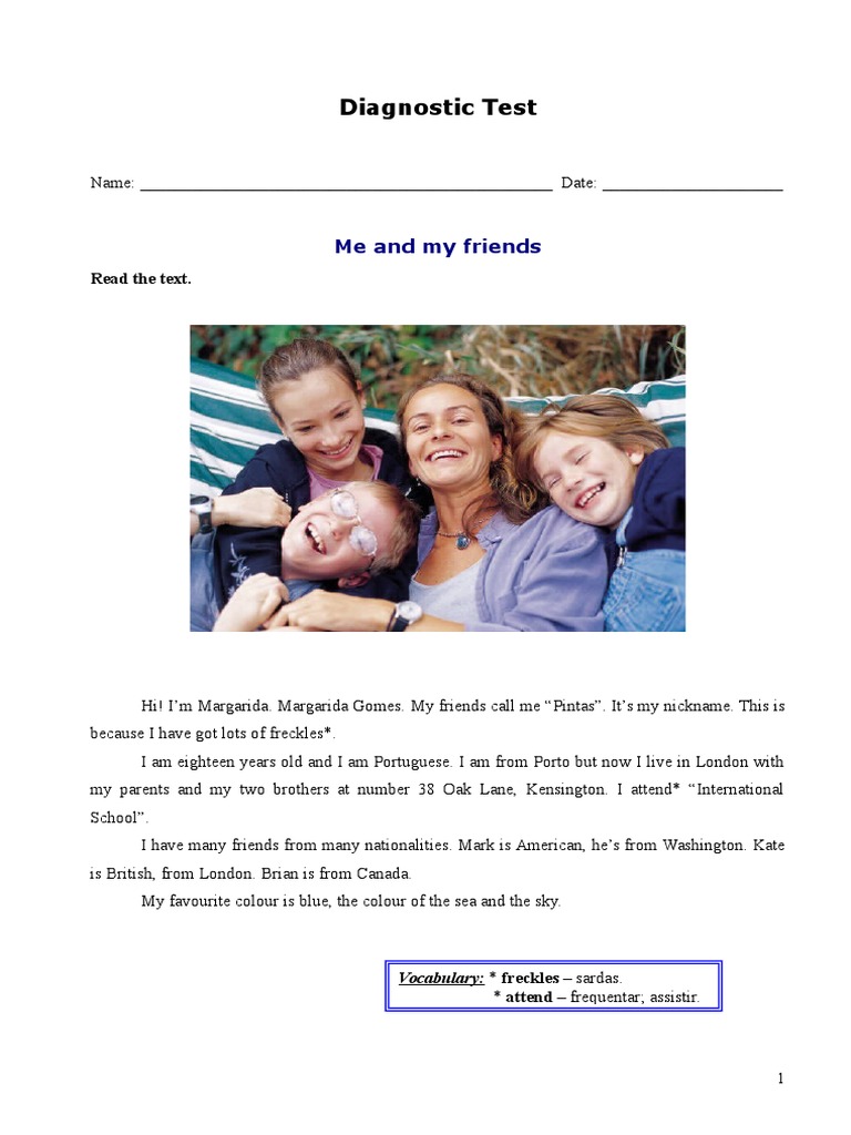 Diagnostic Test: English Language Skills | PDF | Linguistic Morphology ...