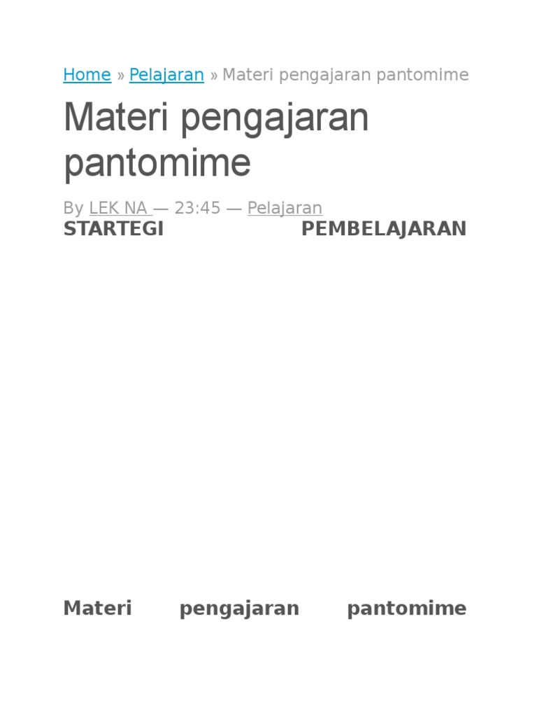 Materi Pengajaran Pantomime Anak | PDF