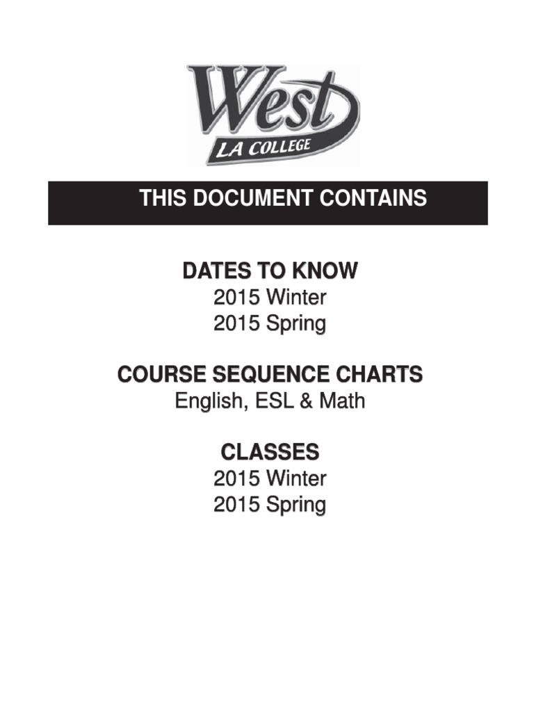West LA College - 8.3 2015 Winter & 8.4 2015 Spring - Schedule