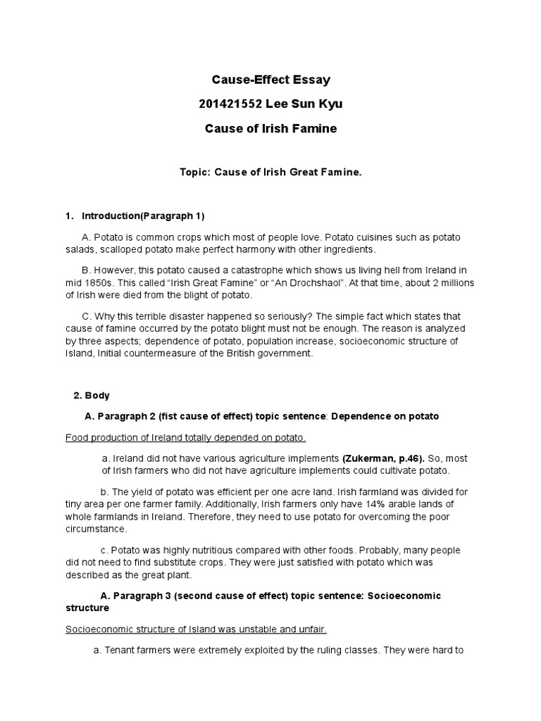 Out Line Cause Effect Essay | PDF | Great Famine (Ireland) | Potato