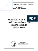 HHS-OIG - New York  - Questionable Billings For Medicaid Pediatric Dental Services in 2012