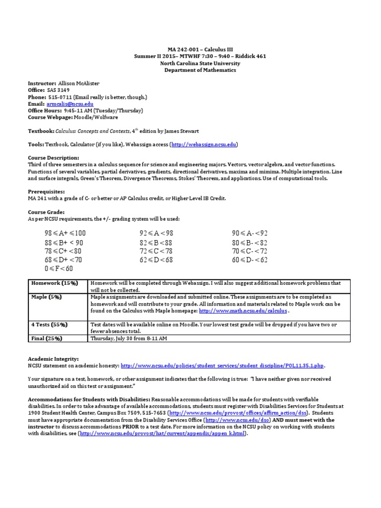Calculus III Summer Course PDF Integral Vector Space