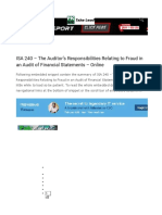 ISA 240 - The Auditor's Responsibilities Relating To Fraud in A