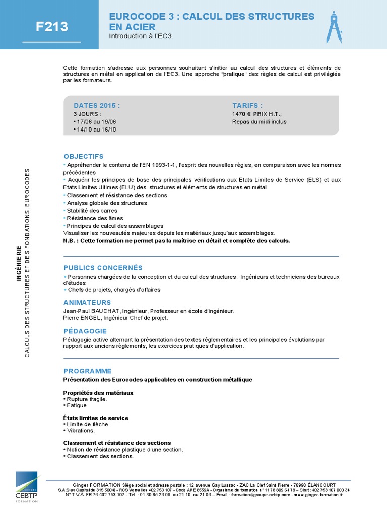 Formation Eurocode 3 : Structures en acier | PDF | Résistance des ...