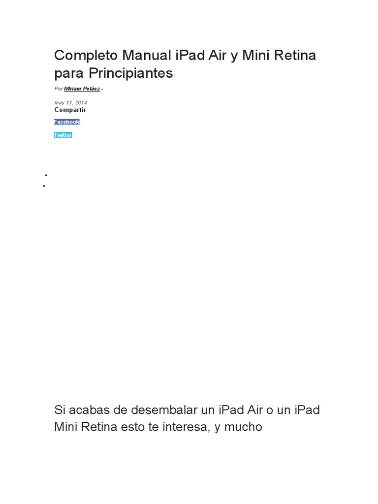 Completo Manual Ipad Air y Mini Retina para Principiantes PDF Yo