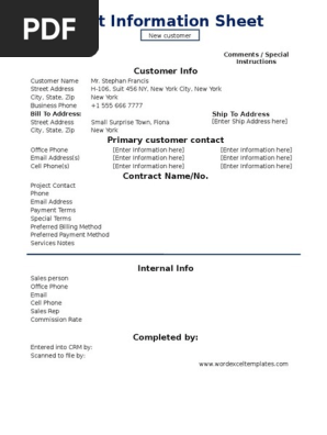 Client Information Sheet Doc Technology Business