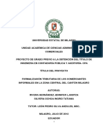 Formalización Tributaria de Los Comerciantes Informales en La Zona Central Del Cantón Milagro.