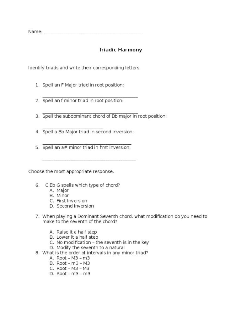 Understanding First Inversion Triads | PDF