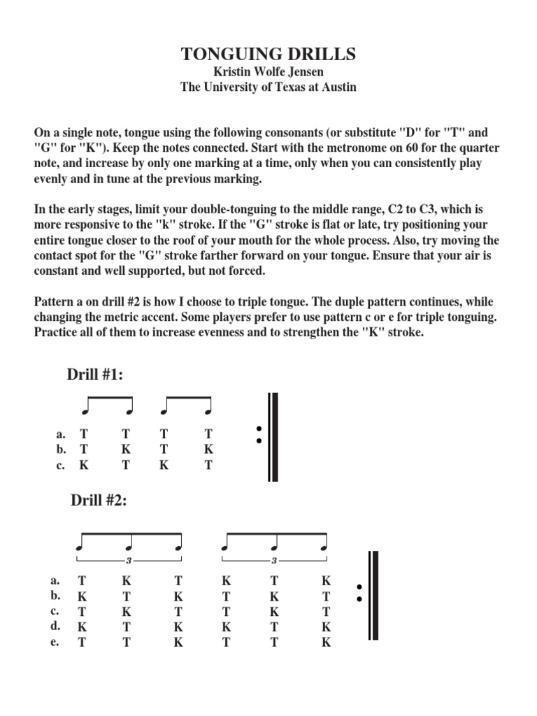 Tonguing Drills for Musicians | PDF