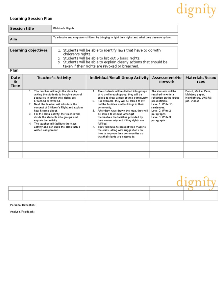 Children's Rights Lesson Plan | PDF