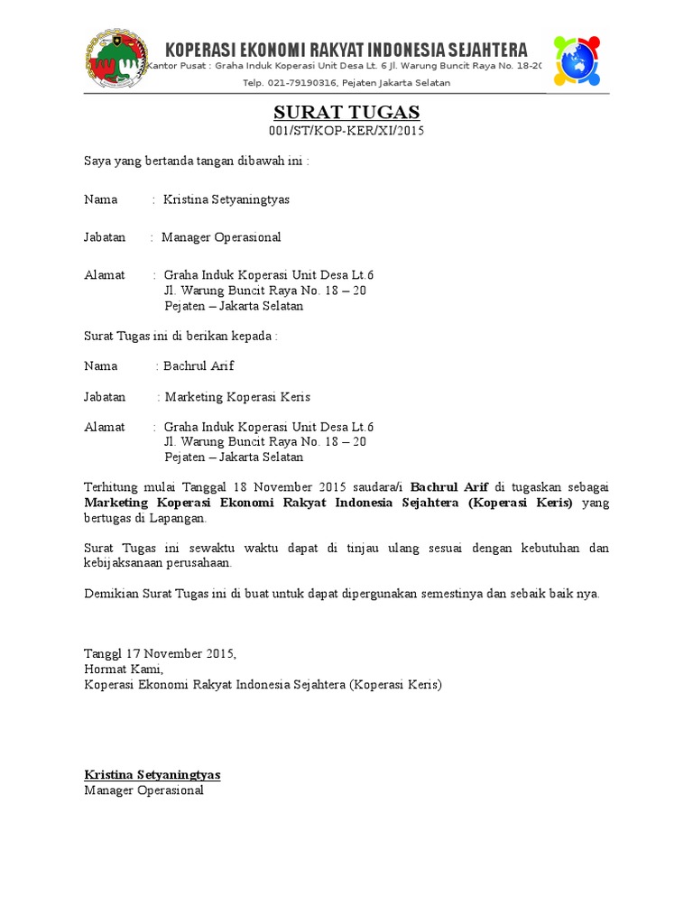 Surat Tugas Marketing