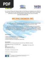 Welding Engineer Sept - Oct 2014