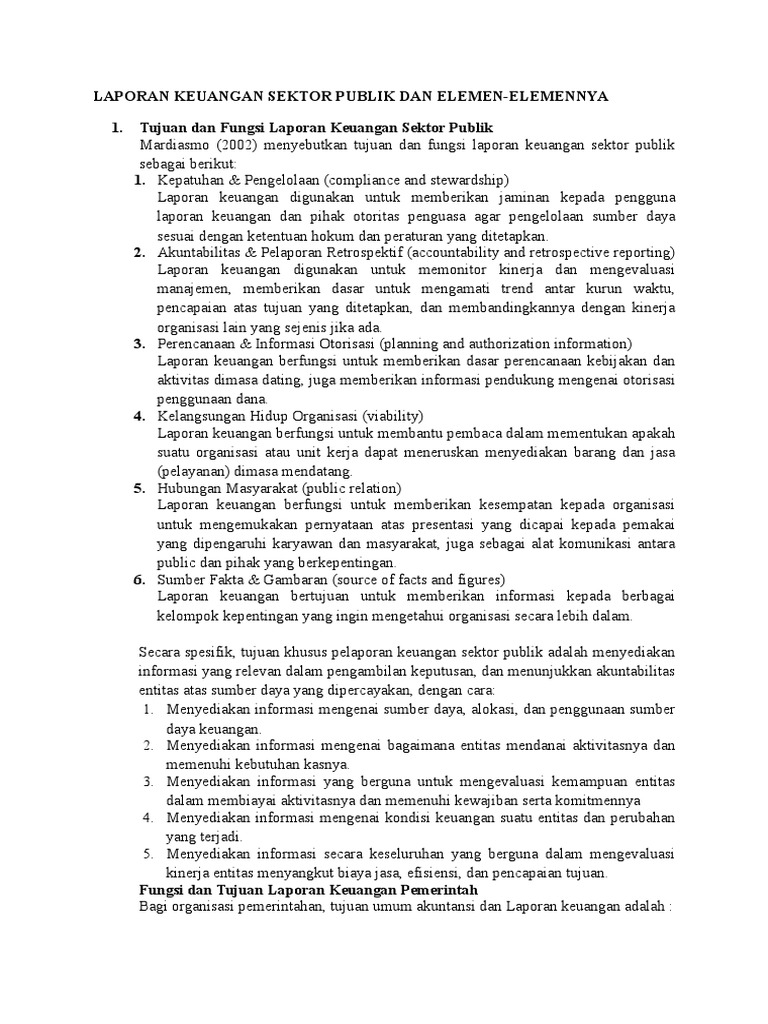 Laporan Keuangan Sektor Publik Dan Elemen