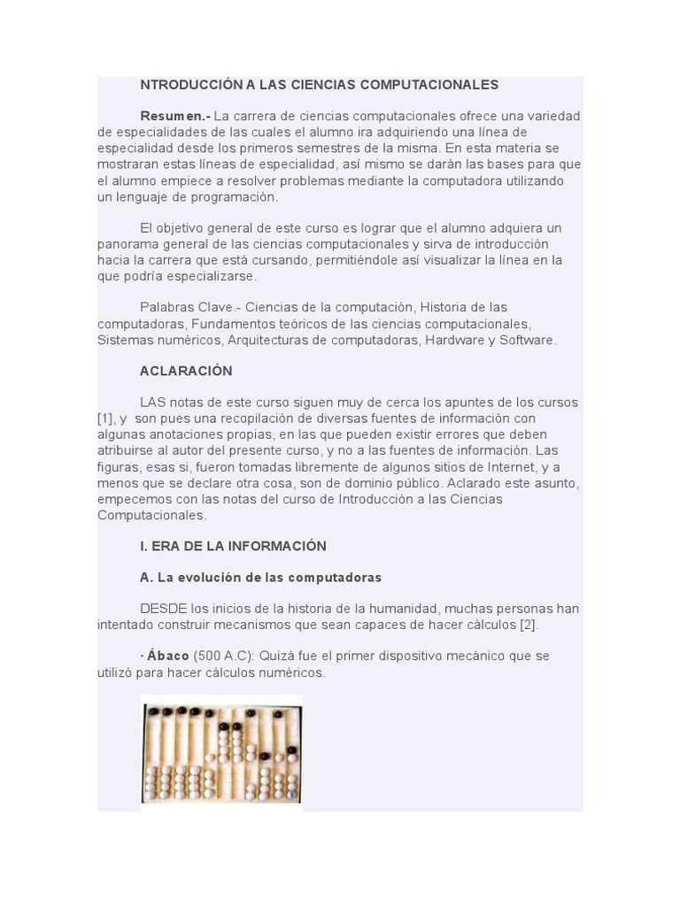 Introducción a Ciencias Computacionales | PDF | Ciencias de la ...