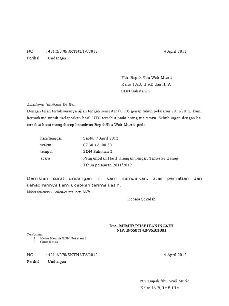 Undangan Pengambilan Hasil Uts