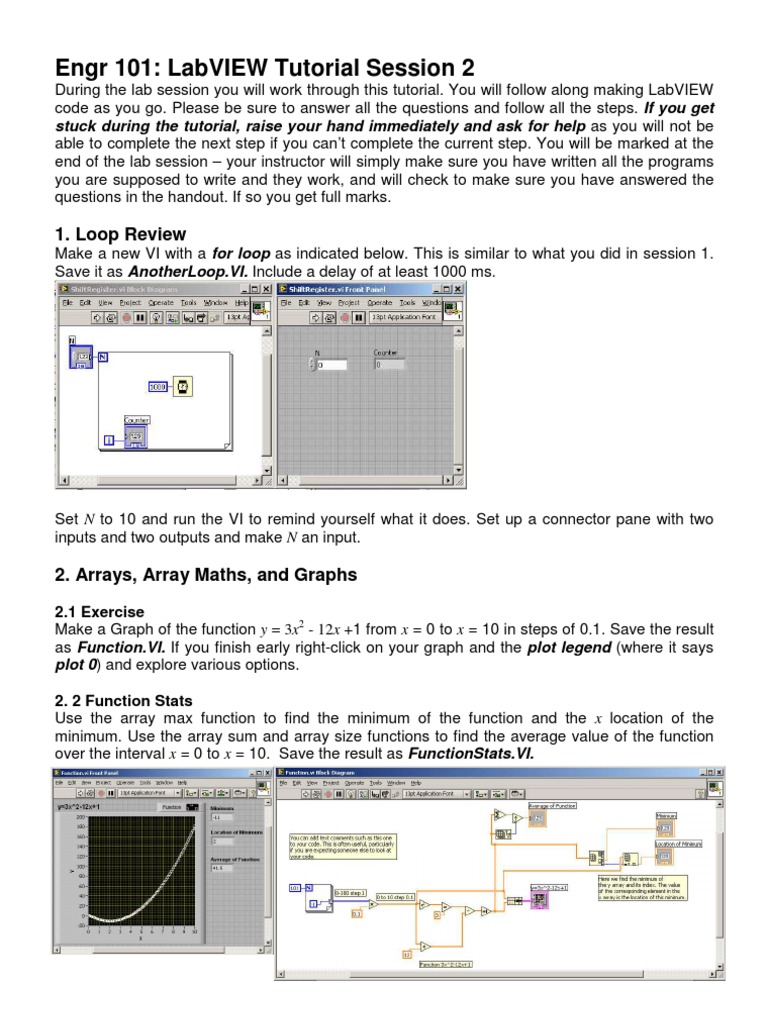 Engr 101: Labview Tutorial Session 2: 1. Loop Review | PDF | Control ...