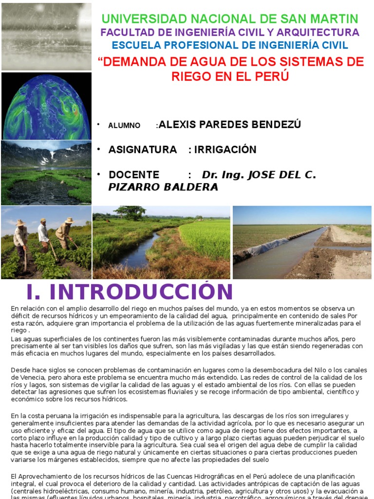 Demanda de Agua para Riego en Perú | PDF | Evapotranspiración | Riego