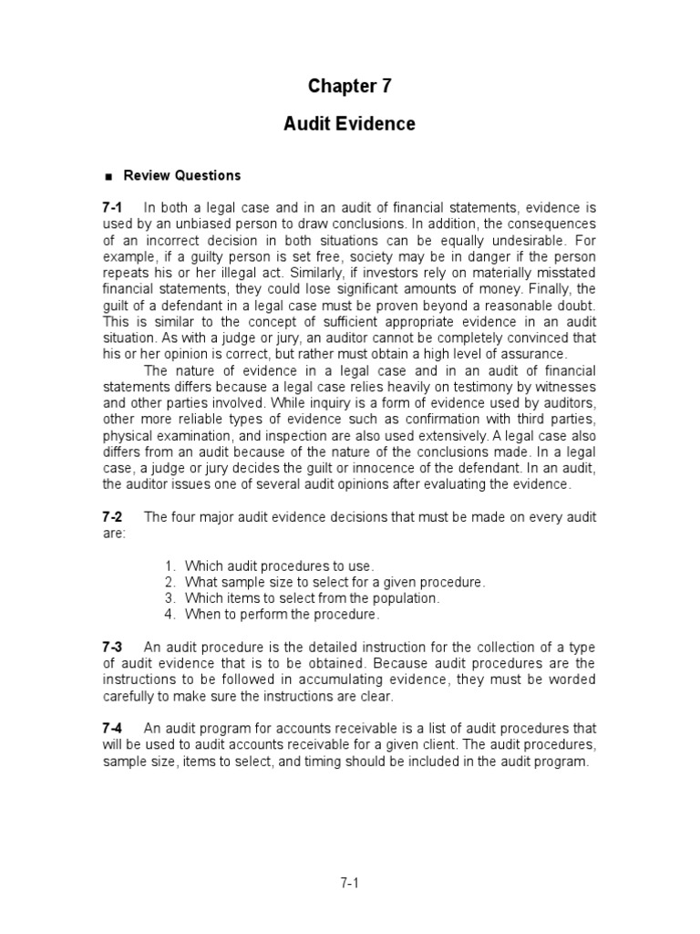 Chapter 7 Audit Evidence | PDF | Evidence | Audit