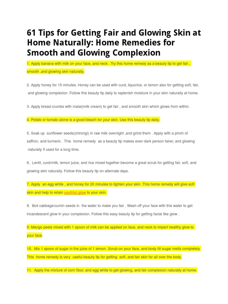 Natural Skincare Tips for Radiant Skin | PDF | Foods | Edible Plants