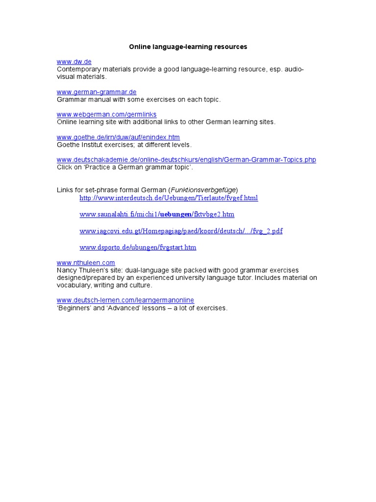 Online Language Links | PDF