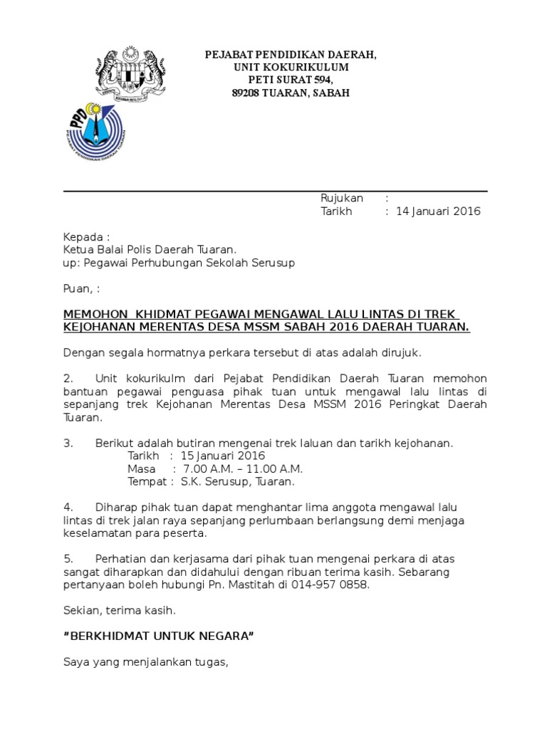 Surat Mohon Bantuan Pengawasan Letterhead Ppd Pdf