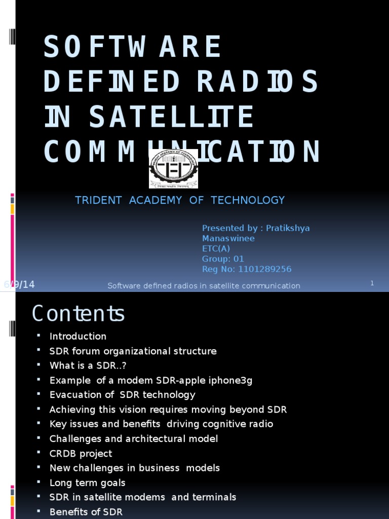 Software Defined Radios in S Atellite Communication: Trident Academy of ...