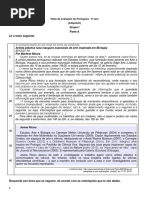 Teste de Avaliação de Português- 9º ano