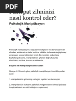 Psikopat Zihninizi Nasıl Kontrol Eder