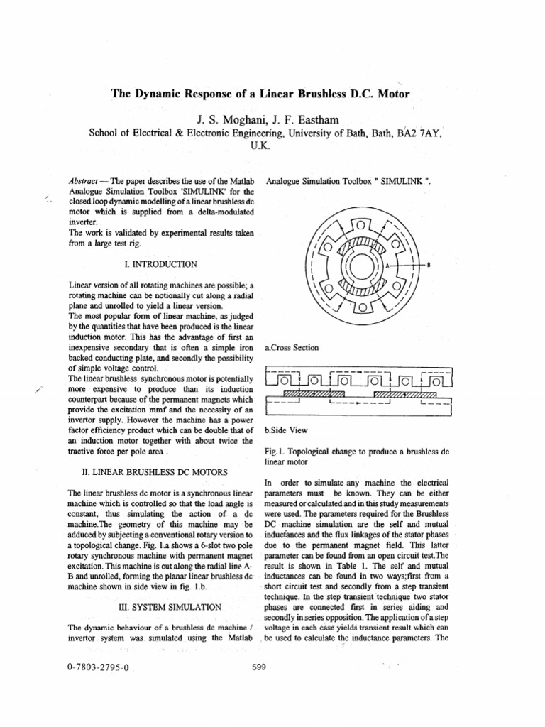 Dynamic Modeling of Linear Brushless DC Motor | PDF | Inductance ...