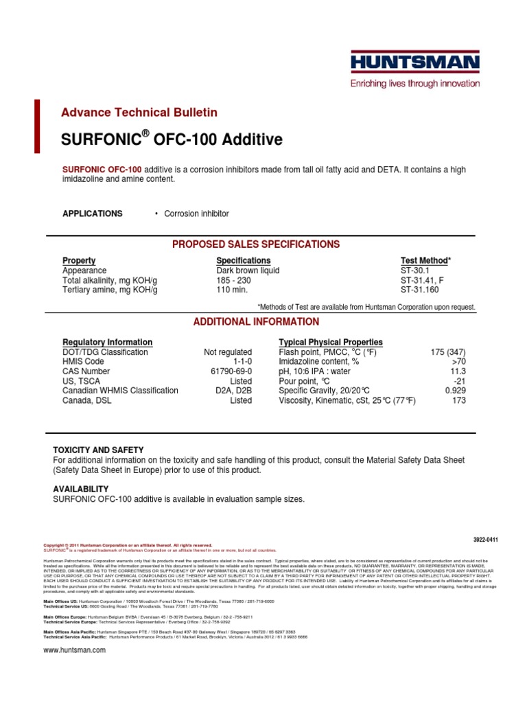 Surfonic Ofc 100 Tds | PDF | Business