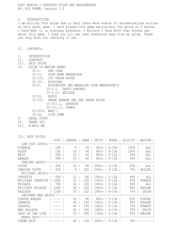 Port Royale 2 PDF Convoy Ships