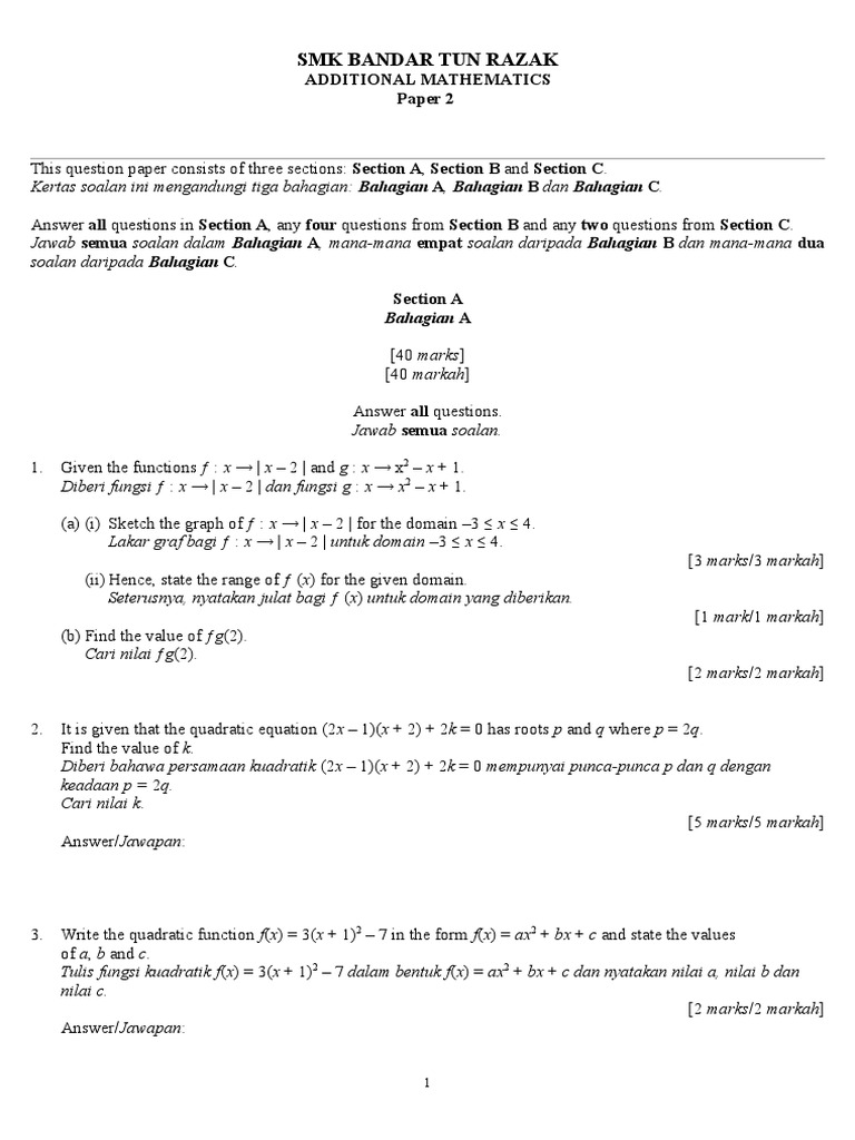 Contoh Soalan Rumus Algebra Tingkatan 2 - Labor h