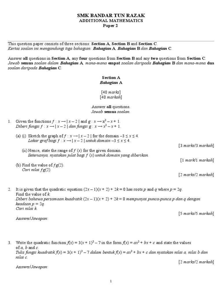 Soalan Dan Jawapan Rumus Algebra  Contoh Bu