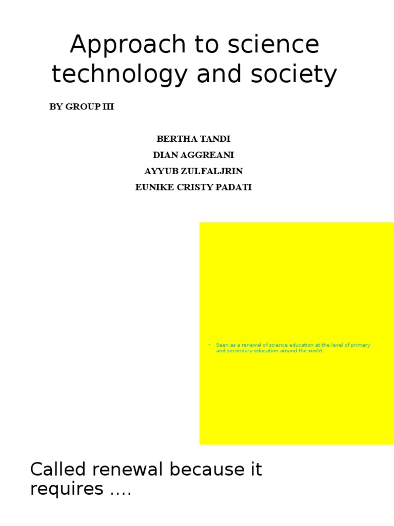 Approach To Science Technology And Society PDF Learning Science