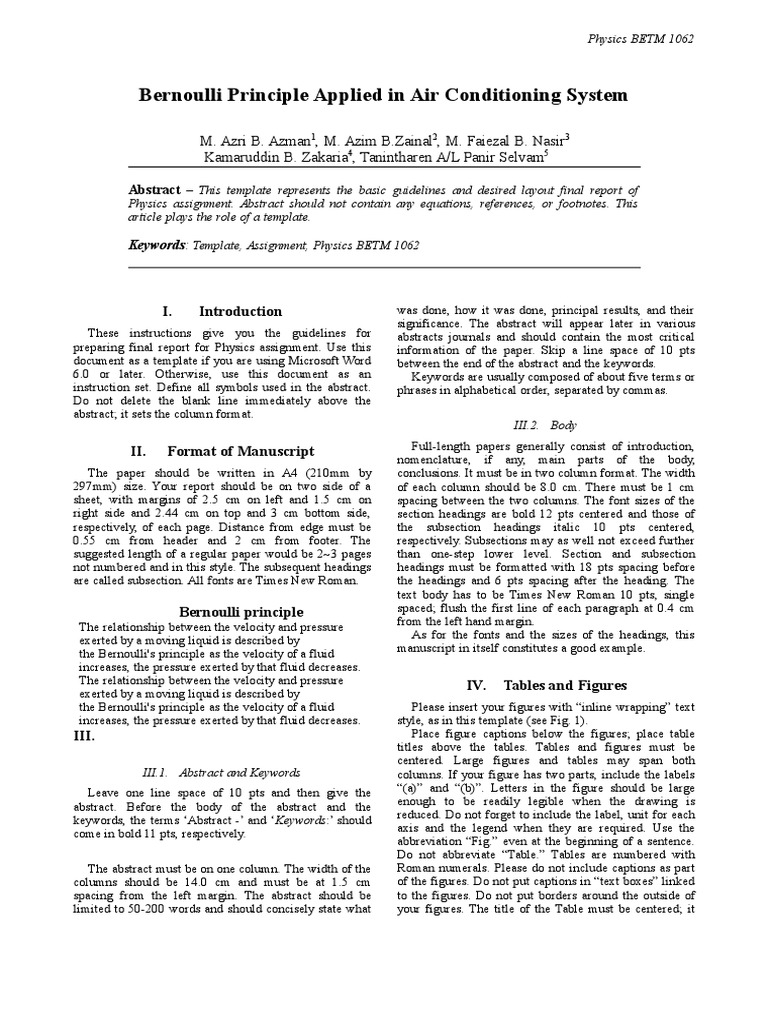 Template For Assignment Report  PDF  Abstract (Summary)  Pressure Intended For Assignment Report Template