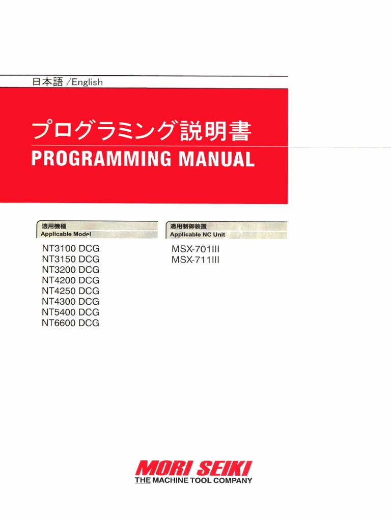 Mori Seiki NT Series Programming Manual (PX-NT-B1JPEN