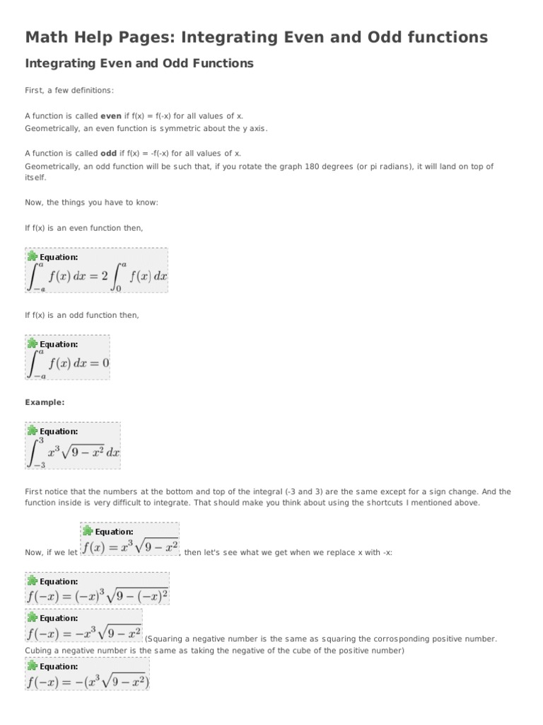 Even and Odd Function Integration | PDF