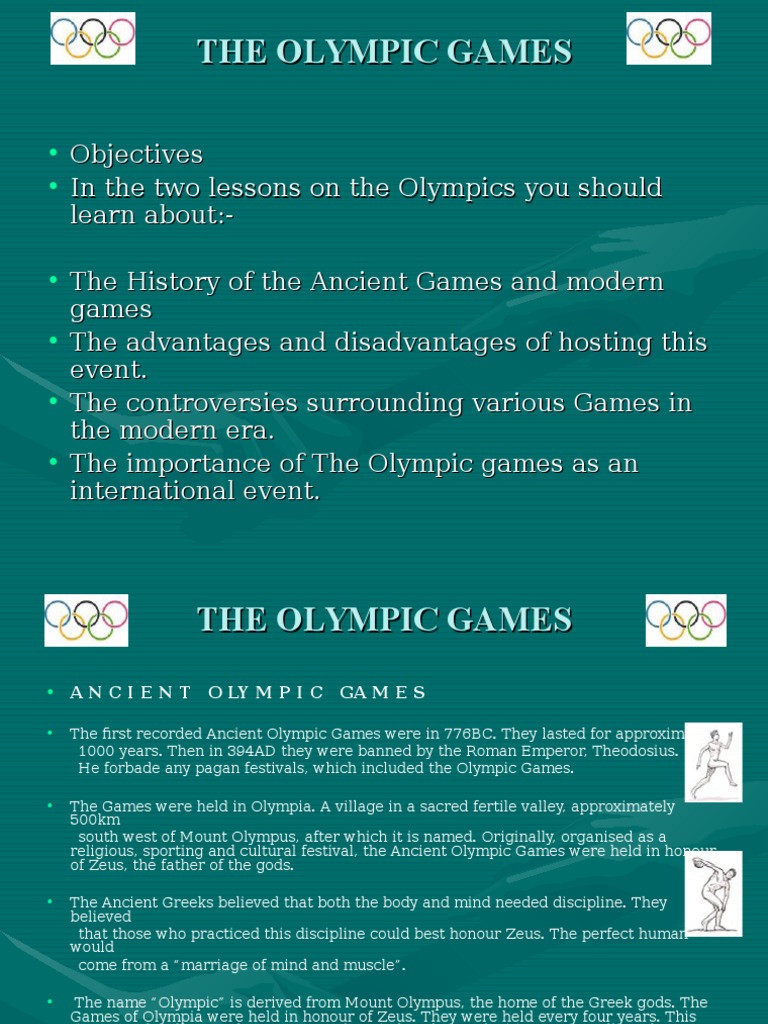 Objectives and History of the Olympics | PDF | Olympic Games | Sports ...