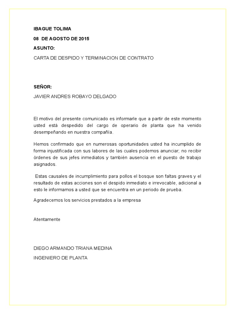 Carta de Despido