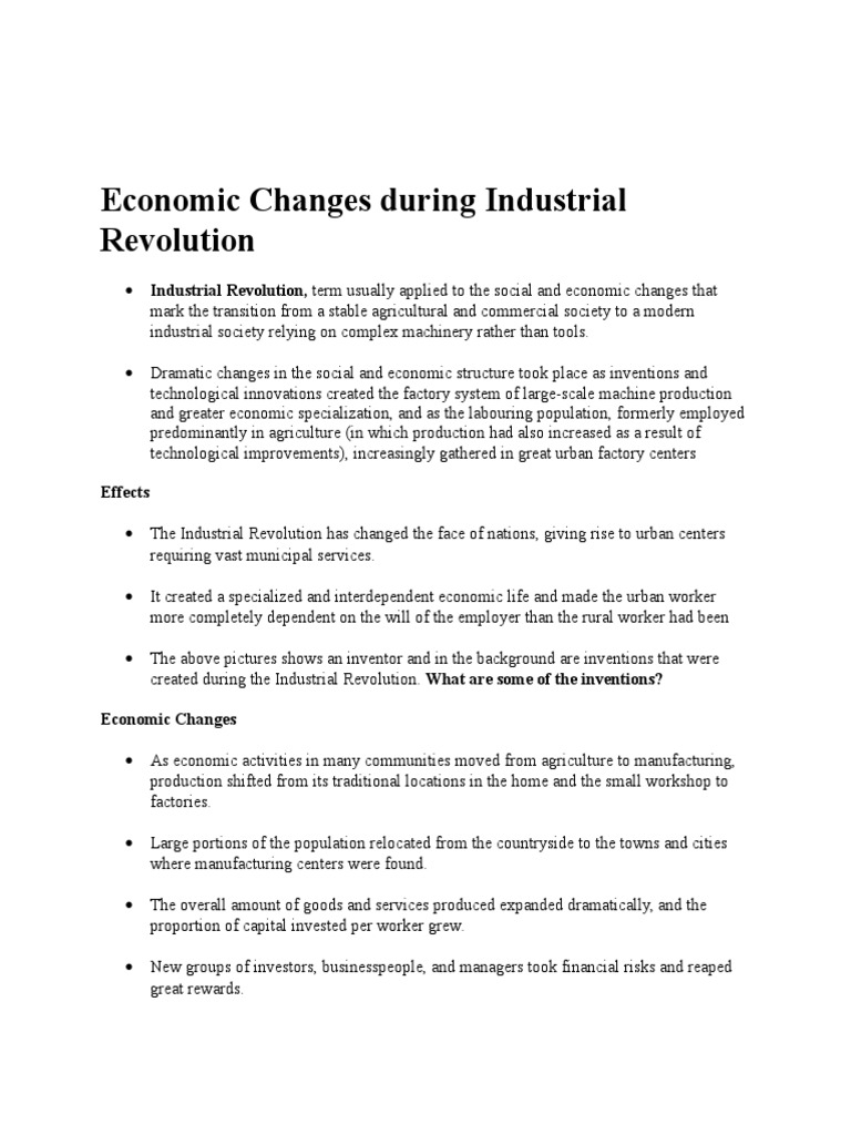 Economic Transformations of the Industrial Revolution | PDF ...