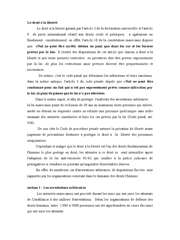 Le Droit À La Liberté | PDF