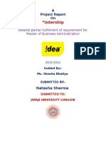 "Intership: Towards Partial Fulfillment of Requirement For Master of Business Administration