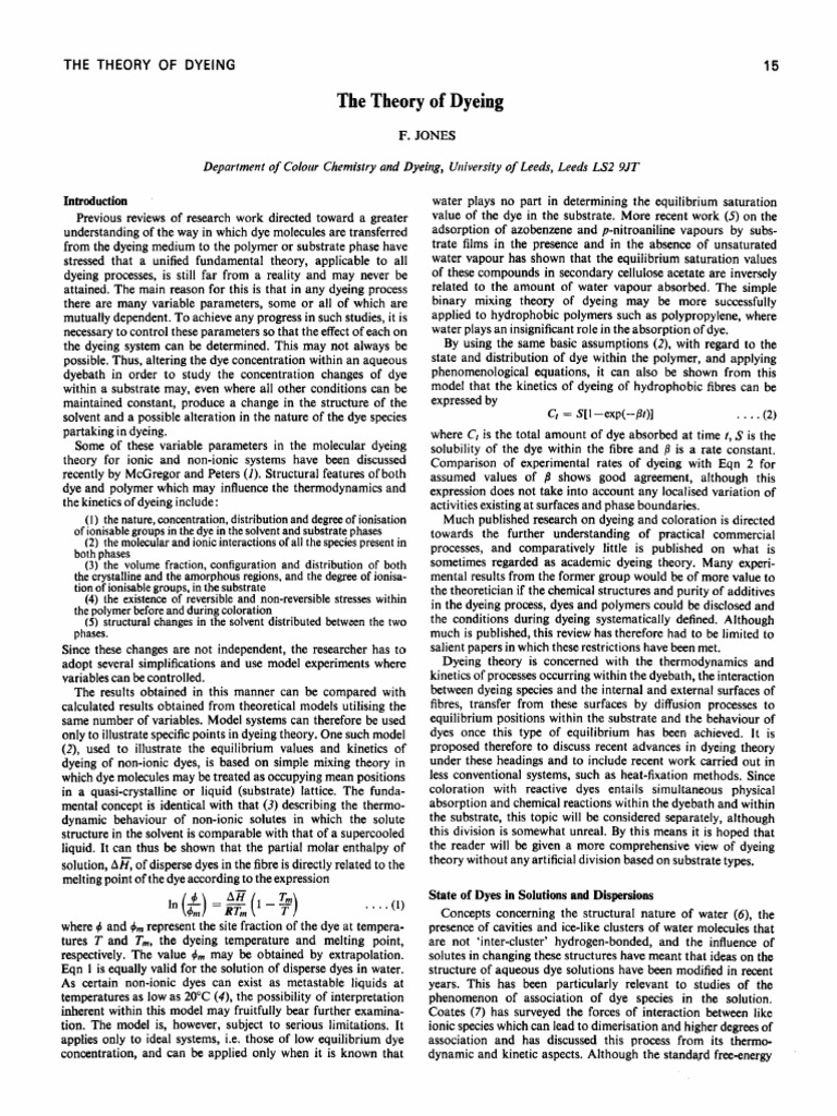Unified Theory of Dyeing Processes | PDF | Dye | Chemical Reactions