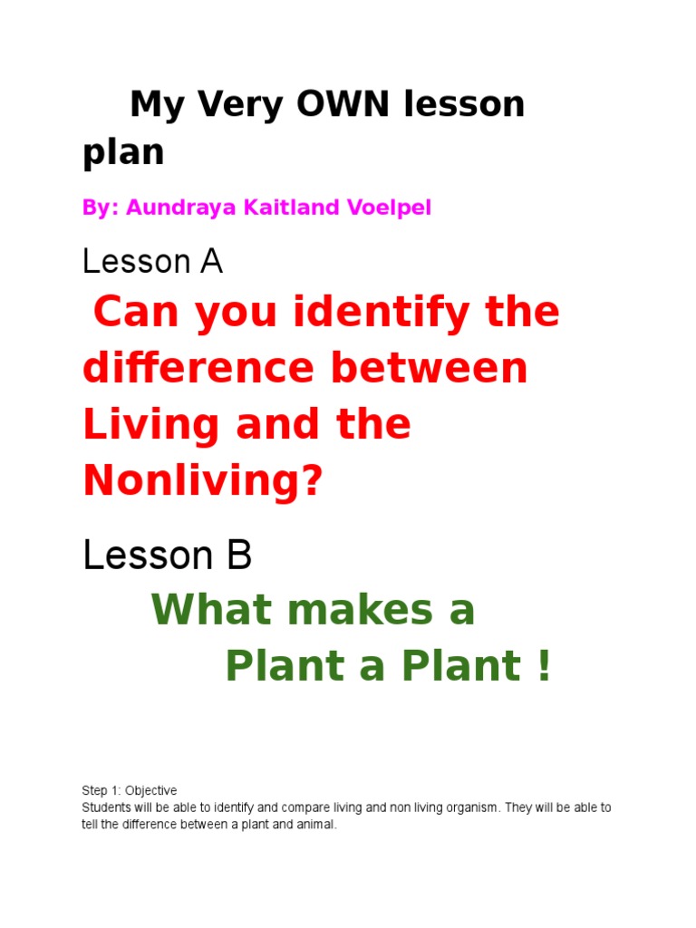 Living vs Nonliving Lesson Plan | PDF | Home & Garden