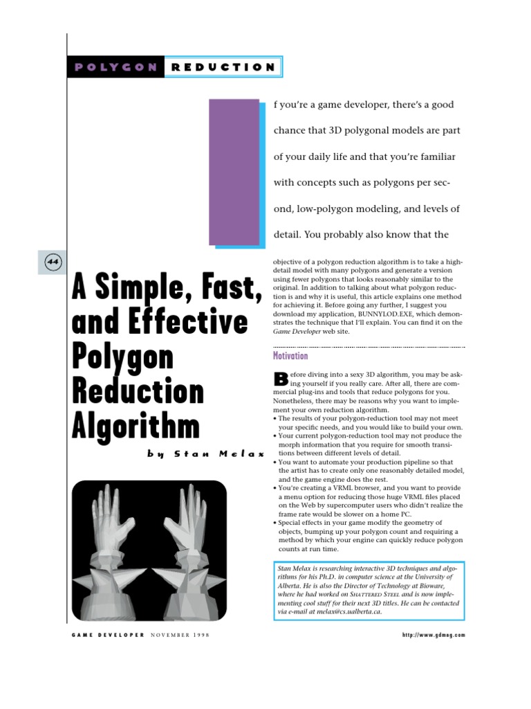 A Simple, Fast, Effective Polygon Reduction Algorithm | PDF | Vertex ...
