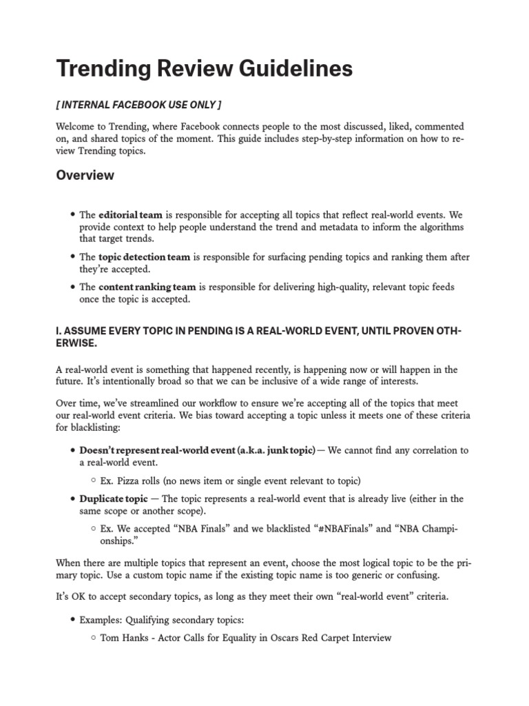 Full Trending Review Guidelines | PDF