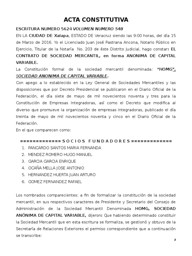 Acta Constitutiva  Liquidación  Compartir (Finanzas)