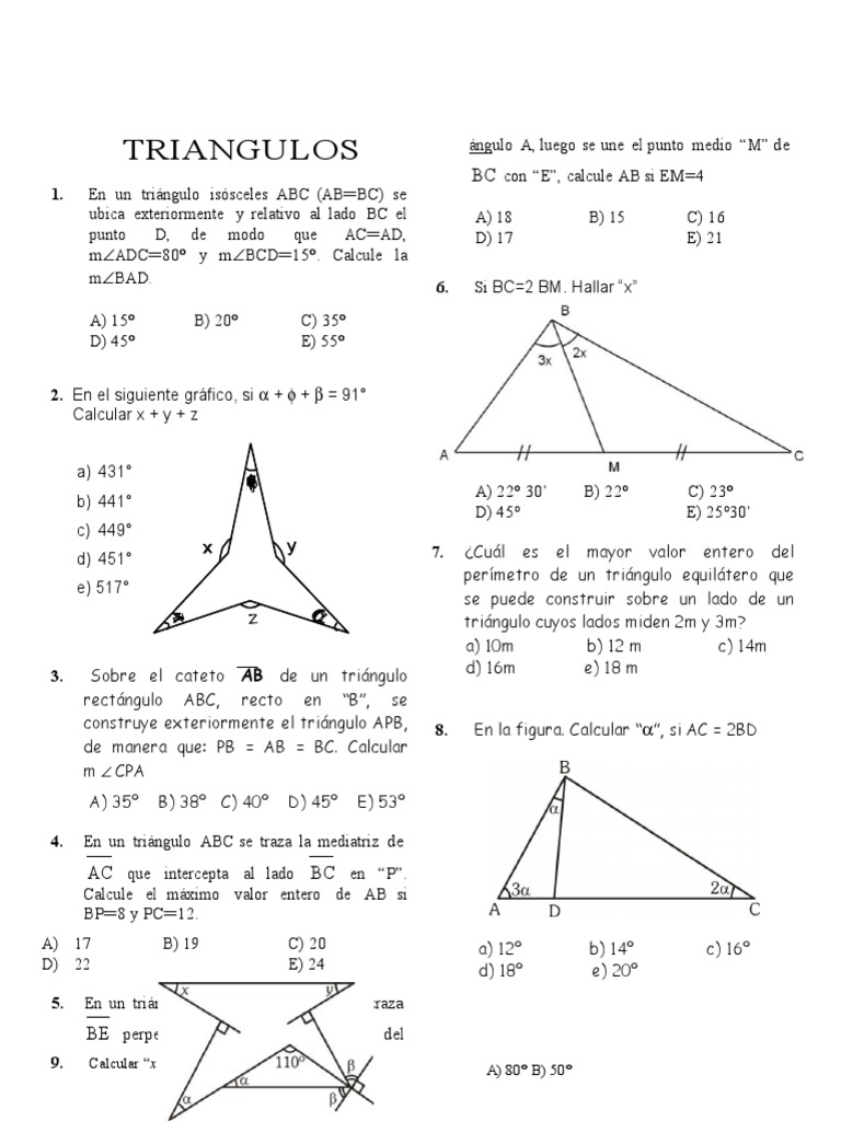 Problemas de Triángulos y Ángulos | PDF | Geometria clasica | Triángulo