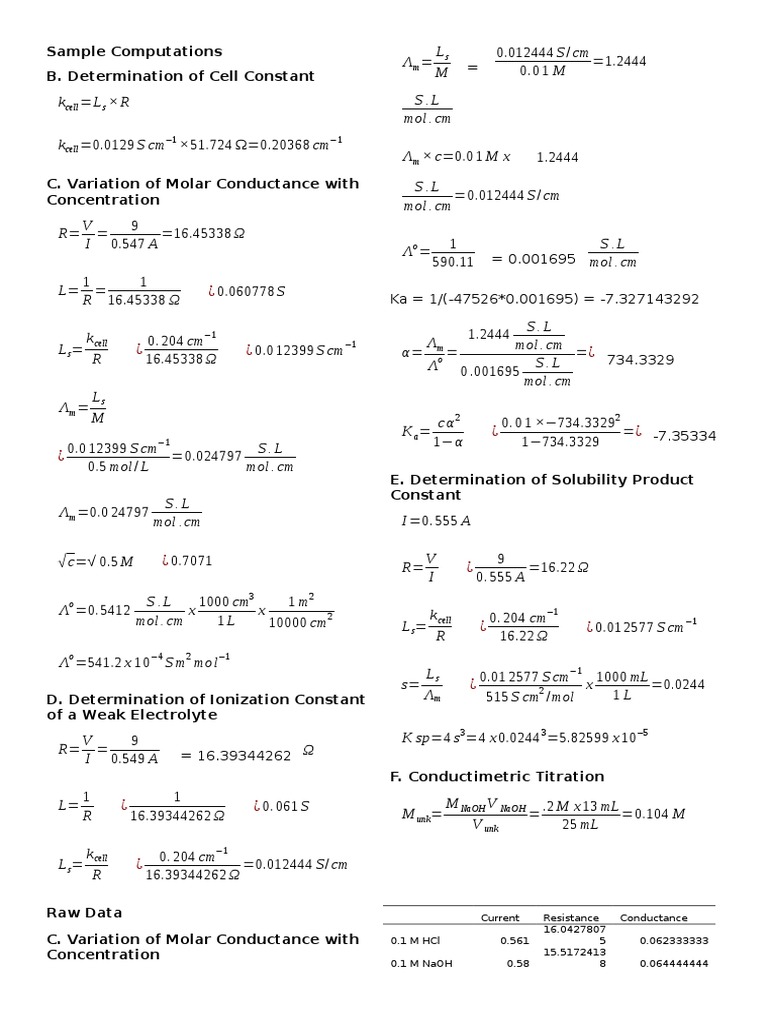 Conductivity Calculations and Analysis | PDF | Science & Mathematics