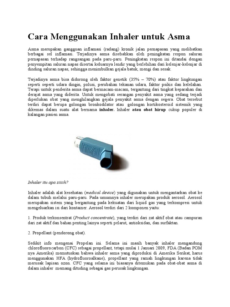 Cara Menggunakan Inhaler Untuk | PDF | Kesehatan Holistik | Sains ...